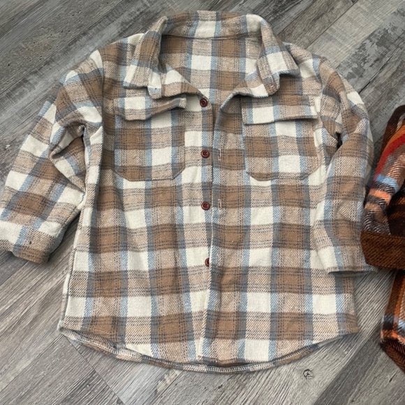 2 pcs Set  Boys Thick Flannel Shirts - Picture 2 of 5